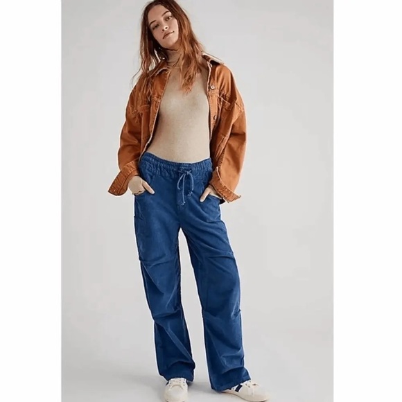 Free People S Modern Love blue High rise corduroy pants